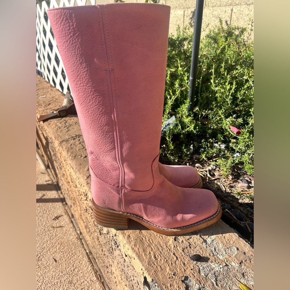 Pink Leather Women's Boots Frye’s Campus Boot - Picture 5 of 7